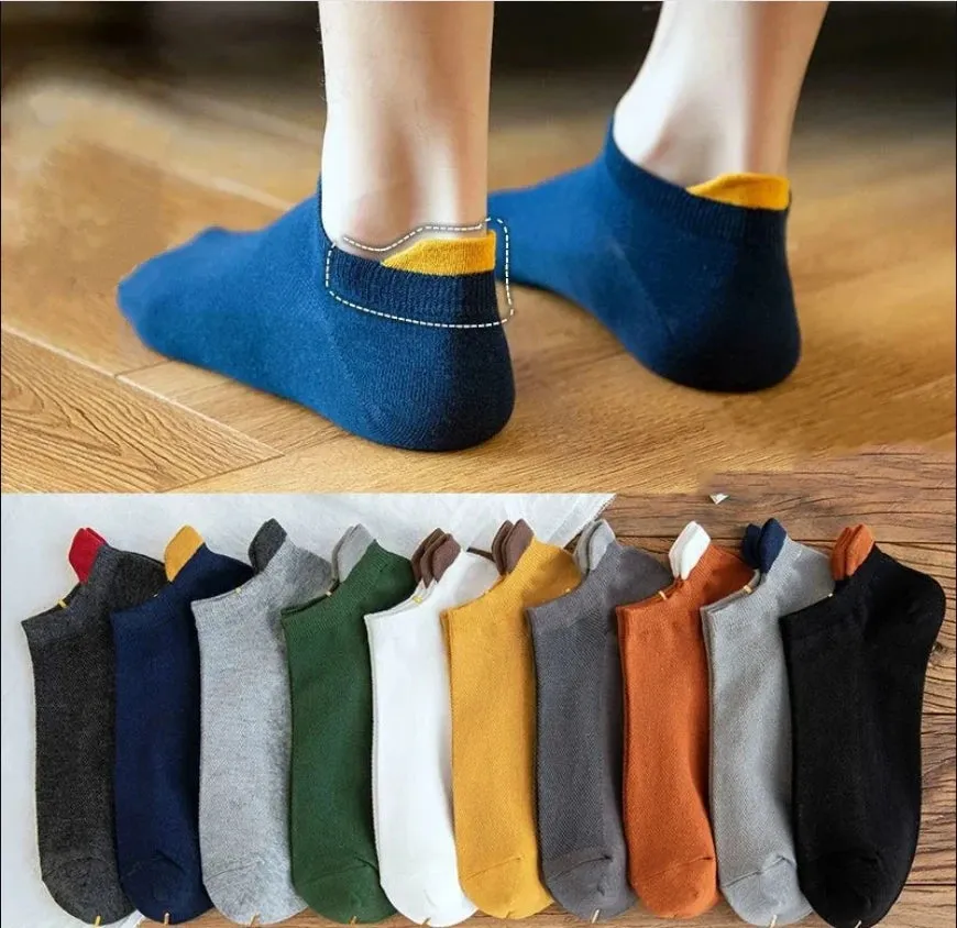 5pairs Men's Fashion Sports Socks, Striped Cotton Sweat Absorption Breathable Comfortable Ankle Socks