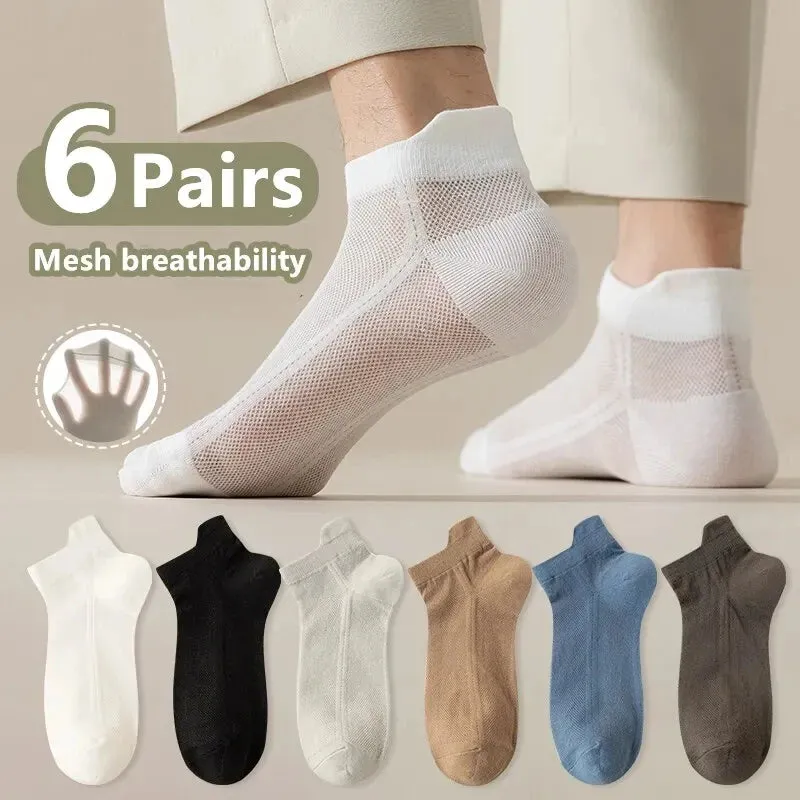 5pairs Men's Fashion Sports Socks, Striped Cotton Sweat Absorption Breathable Comfortable Ankle Socks