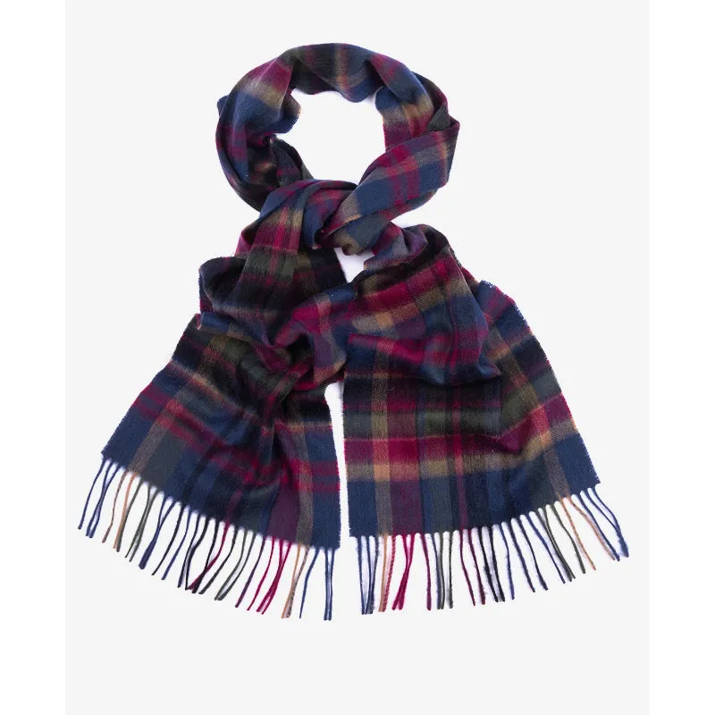 Barbour Vintage Winter Lambswool Cashmere Plaid Ladies Scarf - Navy
