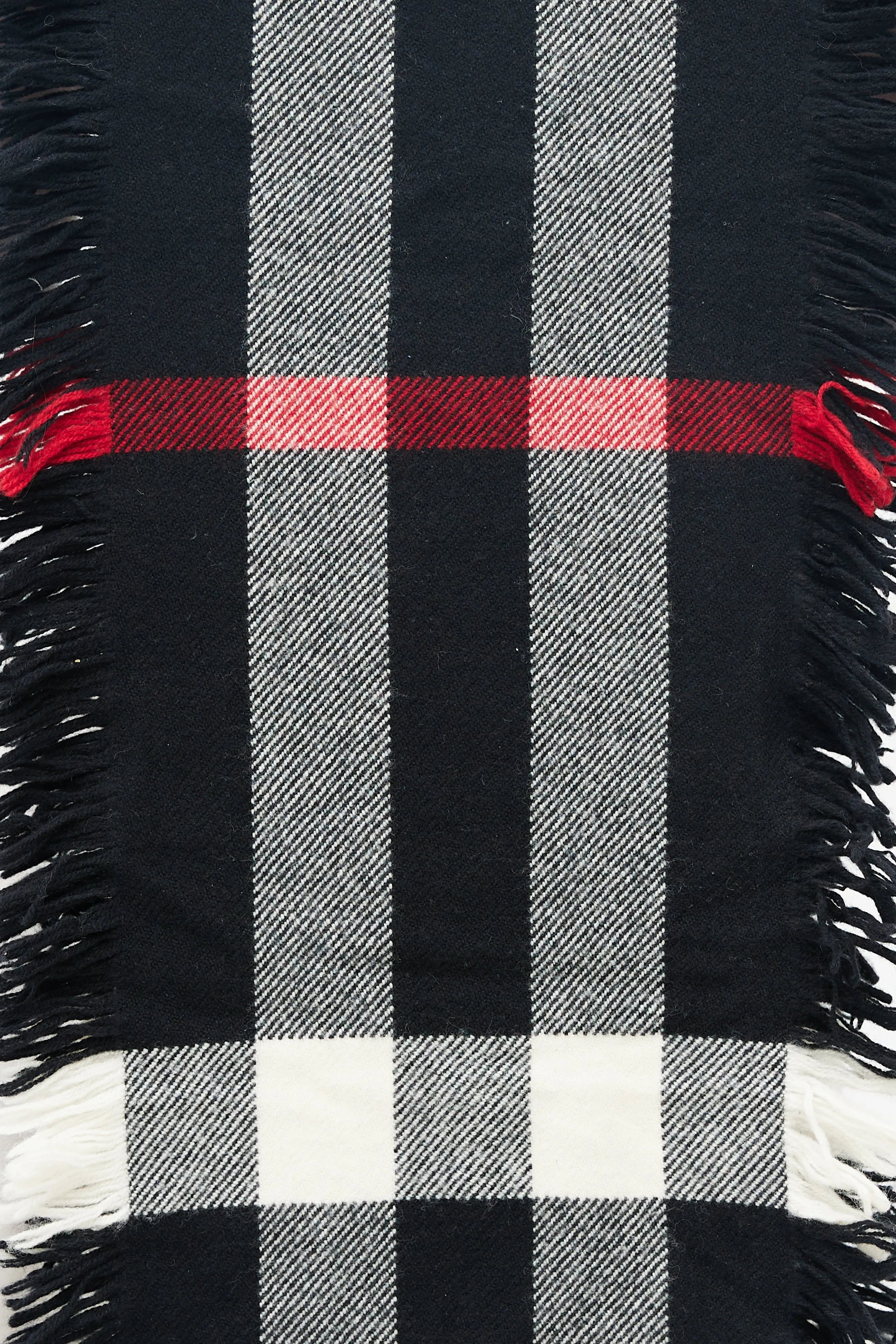 Black & White Plaid Fringe Scarf