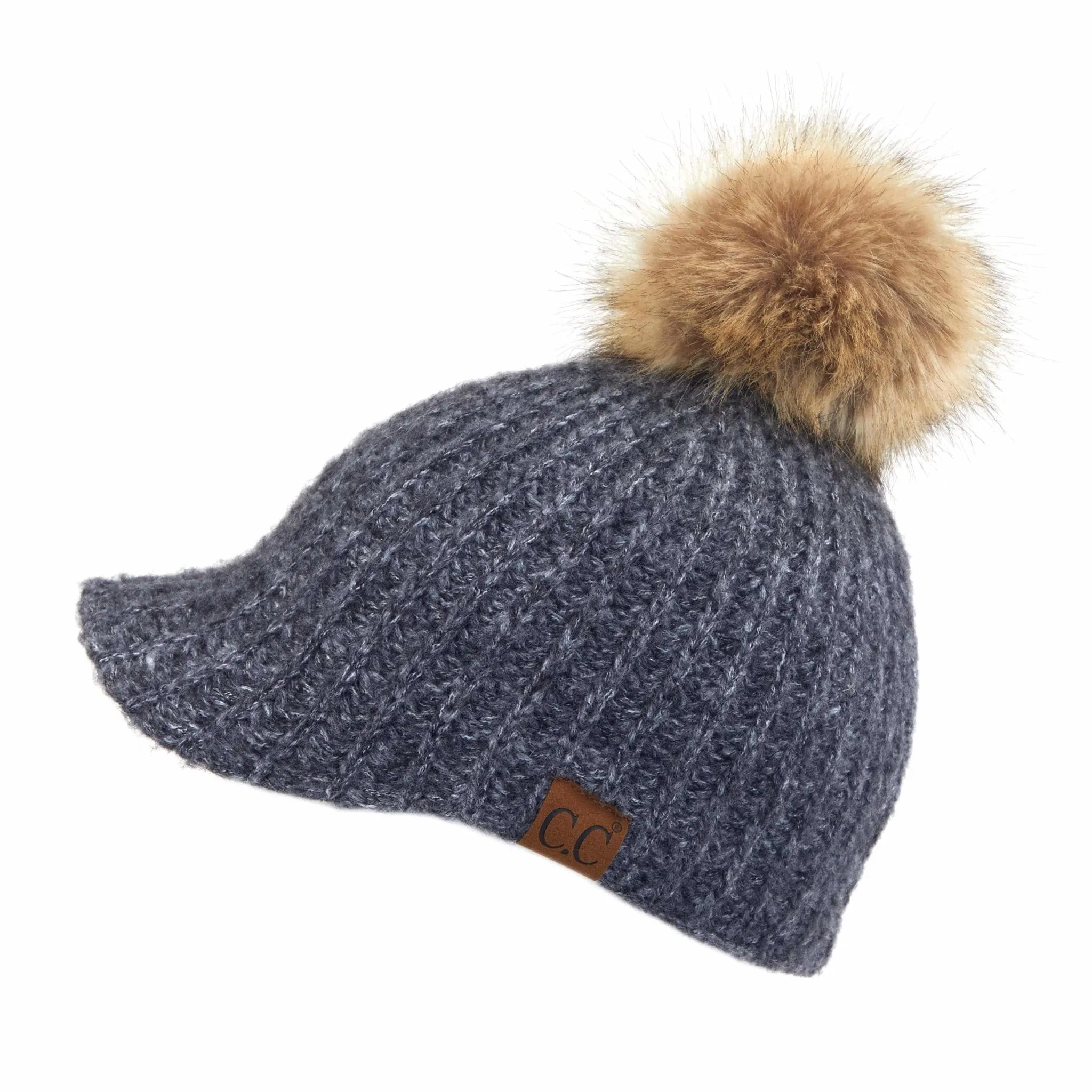 CC Adult Teen Stretchy Sized Winter Knitted Ball Cap Beanie