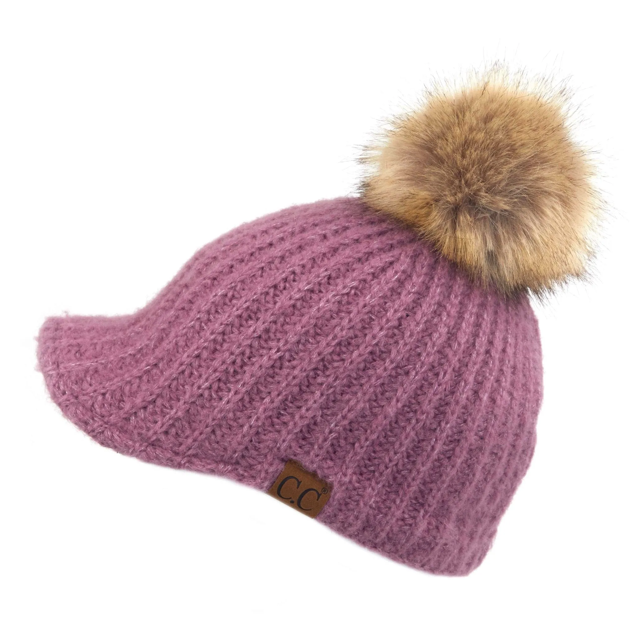 CC Adult Teen Stretchy Sized Winter Knitted Ball Cap Beanie