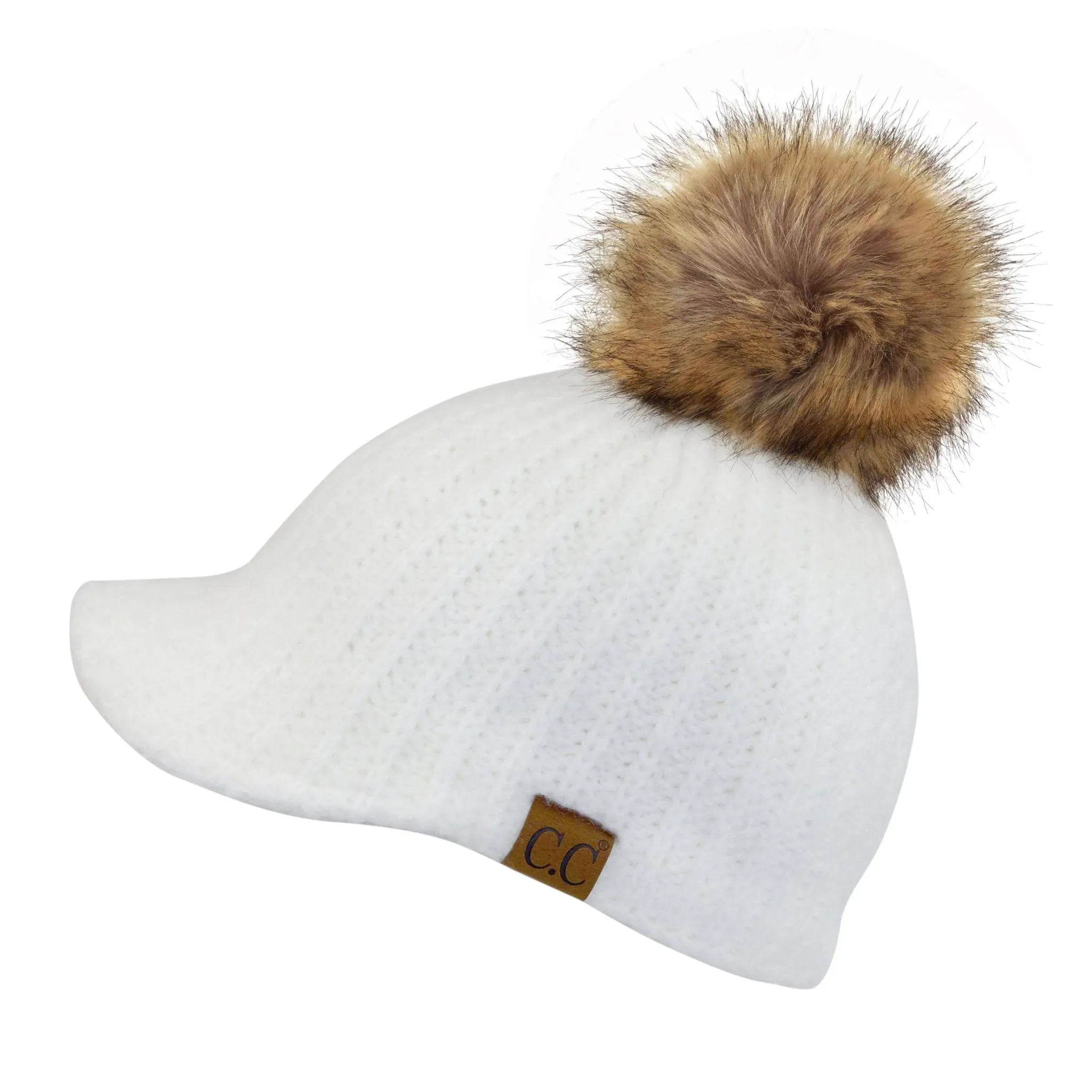 CC Adult Teen Stretchy Sized Winter Knitted Ball Cap Beanie