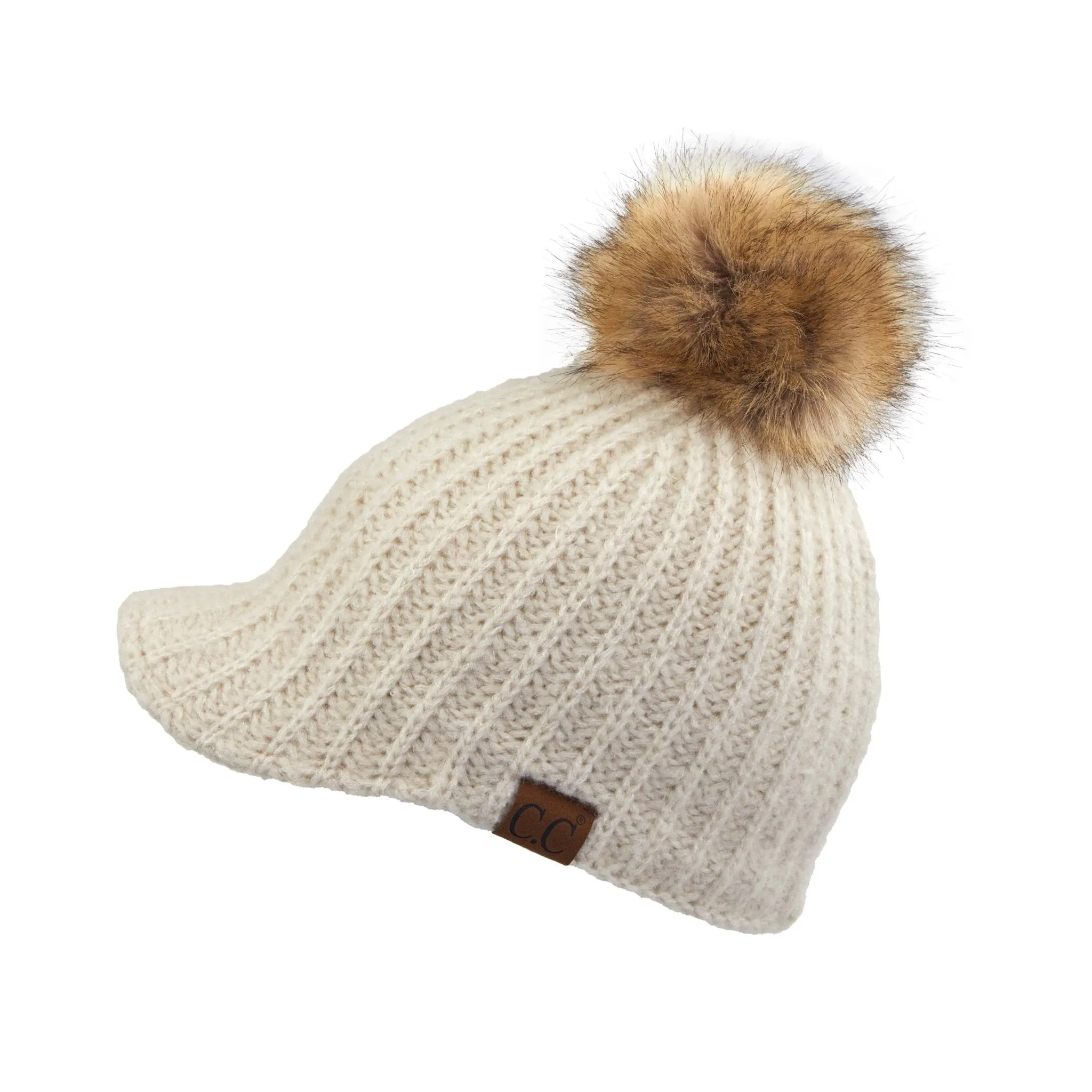 CC Adult Teen Stretchy Sized Winter Knitted Ball Cap Beanie