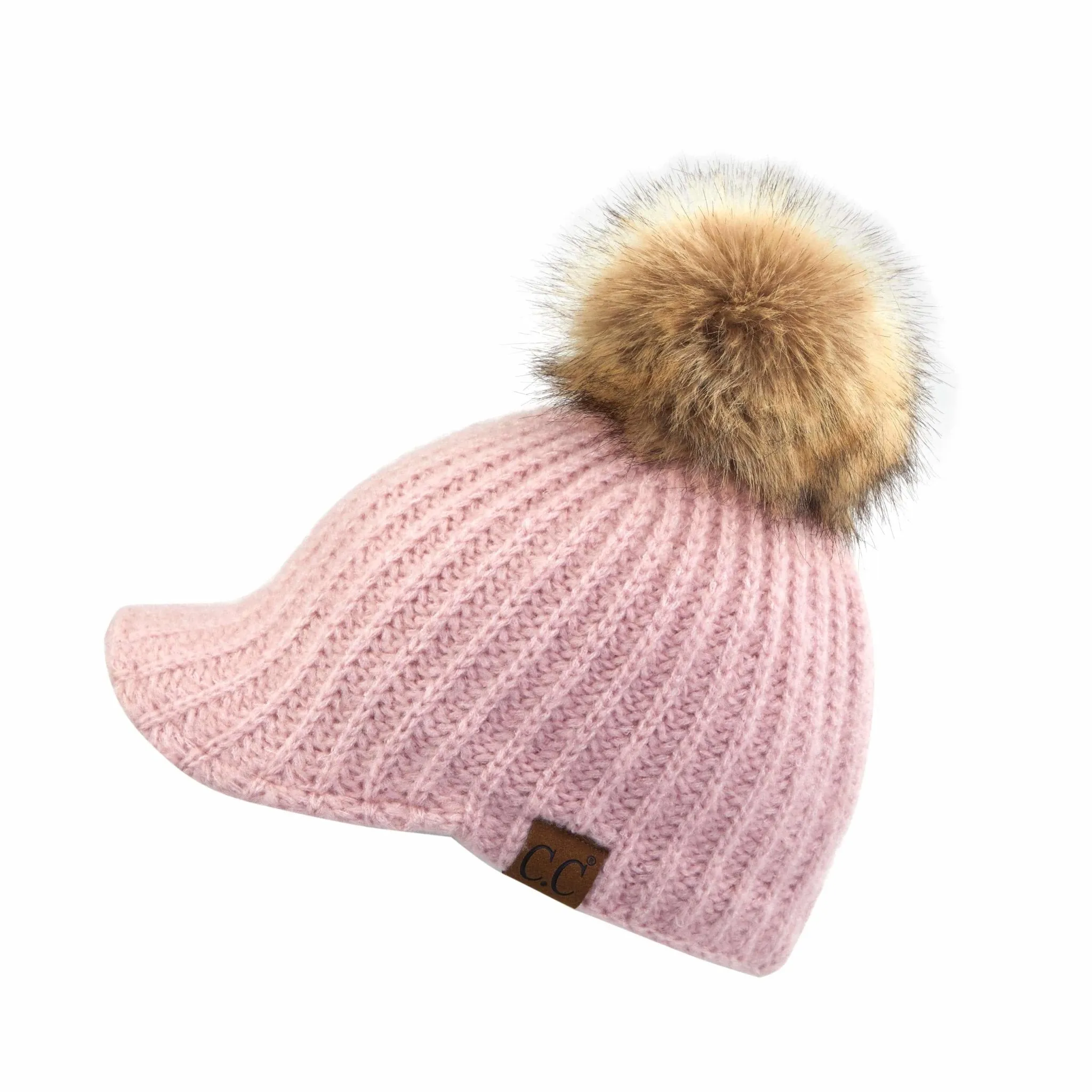 CC Adult Teen Stretchy Sized Winter Knitted Ball Cap Beanie