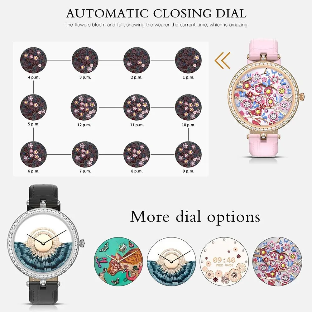 GT10 Smart Watch 1.32 Inch Round Touch Screen Fitness Women Watch Heart Rate Monitor Sports Watch  Gold Pink