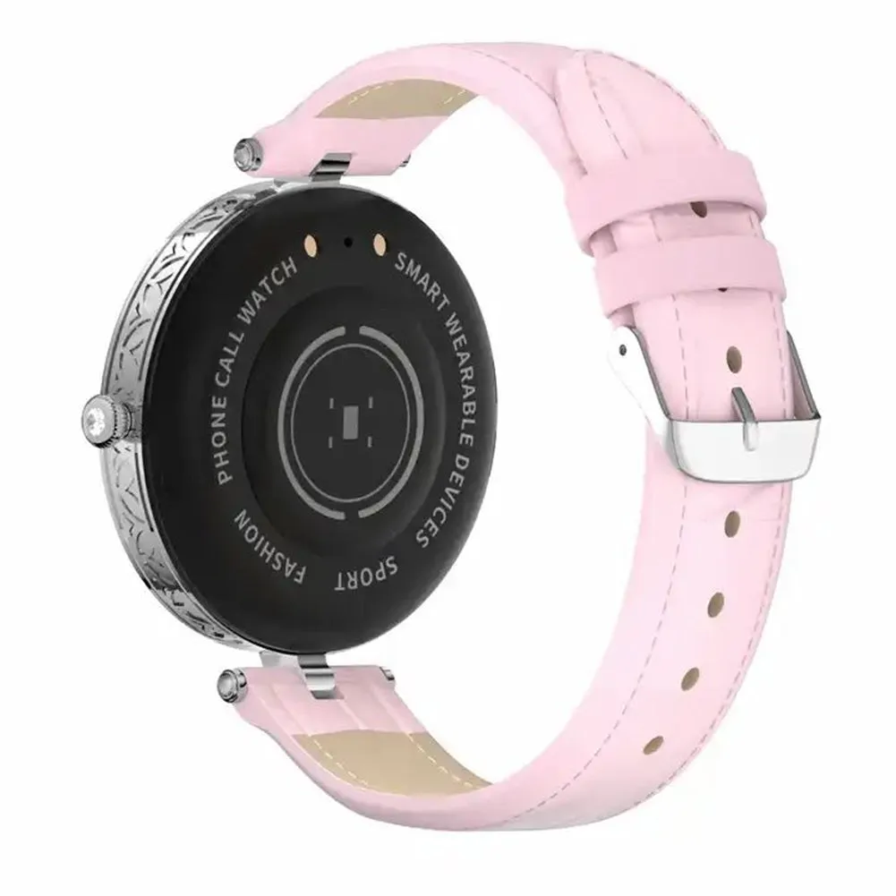 GT10 Smart Watch 1.32 Inch Round Touch Screen Fitness Women Watch Heart Rate Monitor Sports Watch  Gold Pink