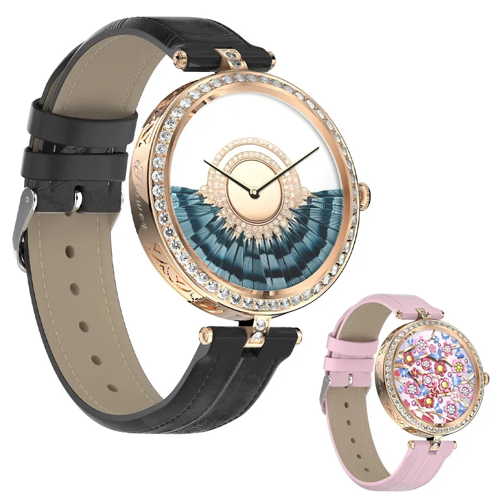 GT10 Smart Watch 1.32 Inch Round Touch Screen Fitness Women Watch Heart Rate Monitor Sports Watch  Gold Pink
