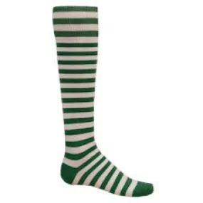 Kelly Green Mini Hoop Striped Athletic Knee High Socks (Large)