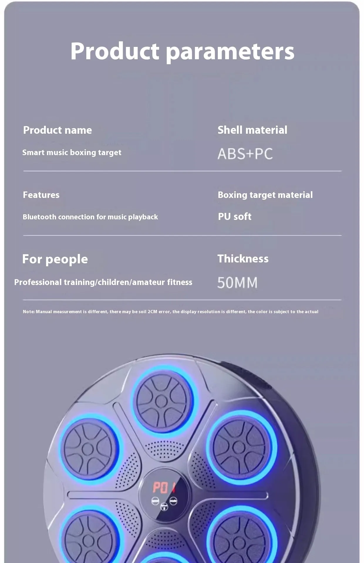 Music Boxing Machine  with RGB Light | Bluetooth Compatible | Speed Adjustable for Indoor Kickboxing & Fitness