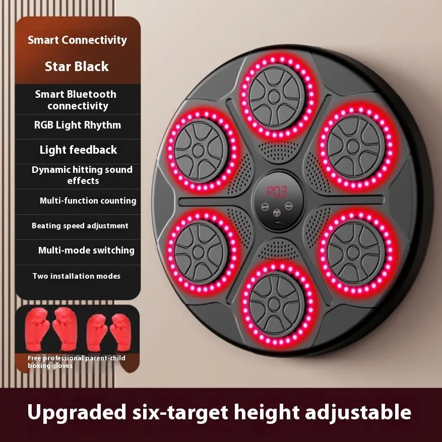 Music Boxing Machine  with RGB Light | Bluetooth Compatible | Speed Adjustable for Indoor Kickboxing & Fitness