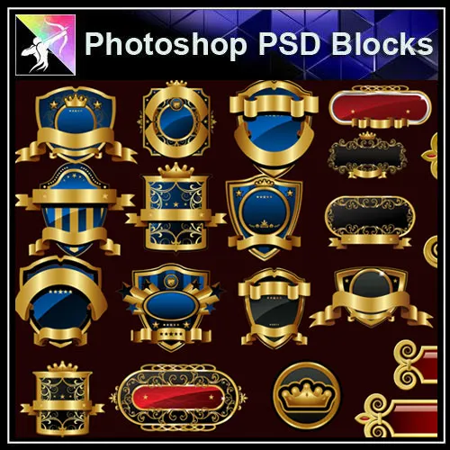 【Photoshop PSD Blocks】Gold Decorative Borders 6