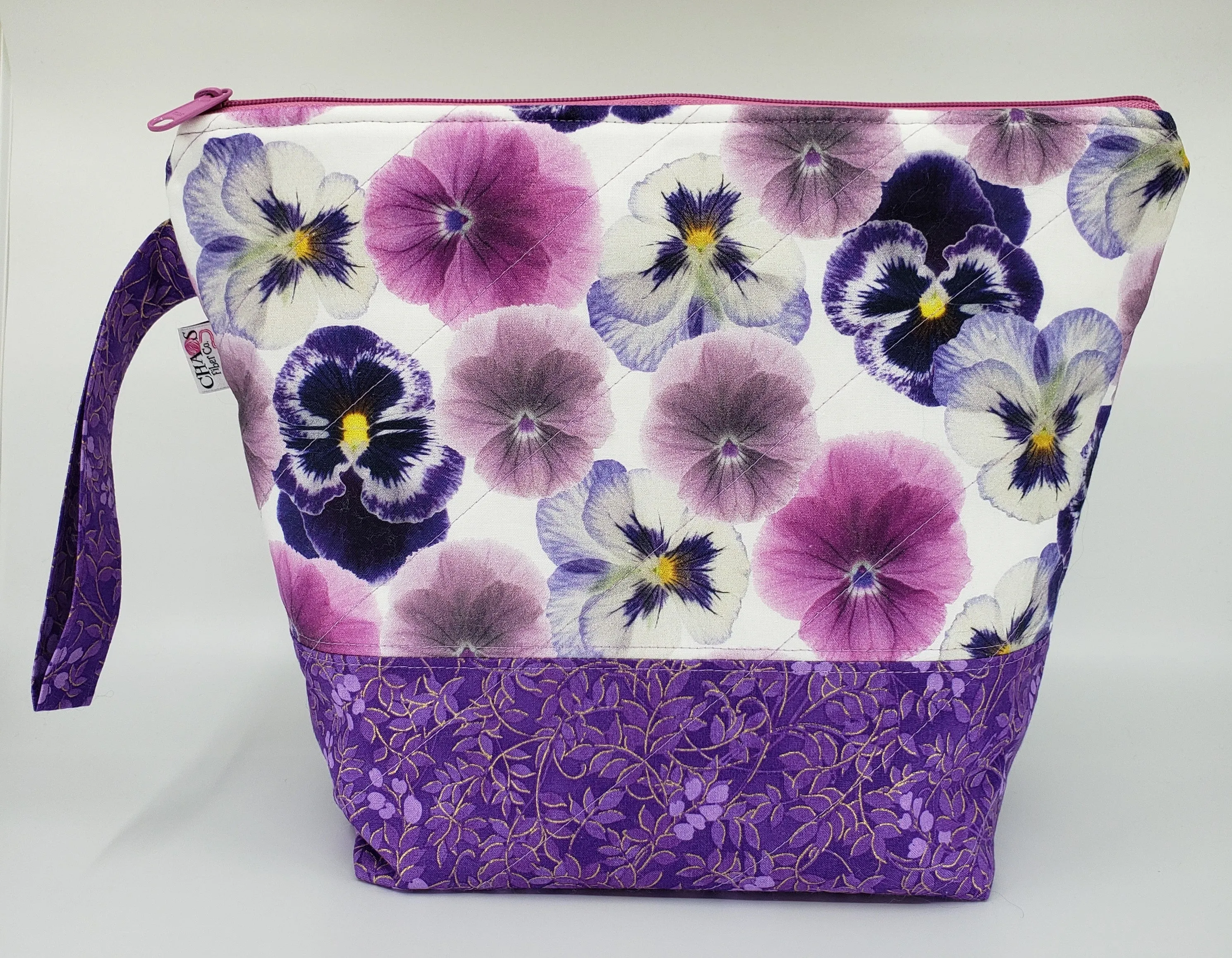 Purple Pansies - Project Bag - Medium