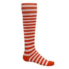 Red and White Mini Hoop Striped Athletic Knee High Socks (Small)