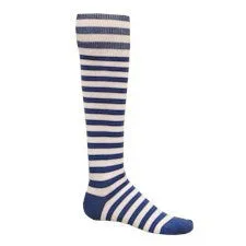 Royal Blue Mini Hoop Striped Athletic Knee High Socks (Small)