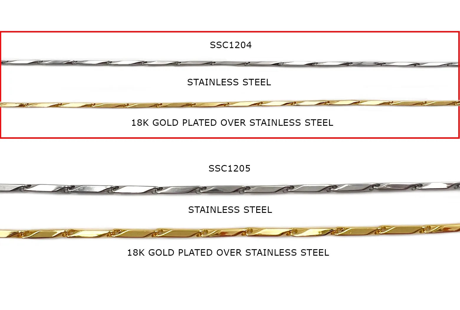 SSC1204 Stainless Steel Decorative Bar Chain 1.5mmx5.5mm