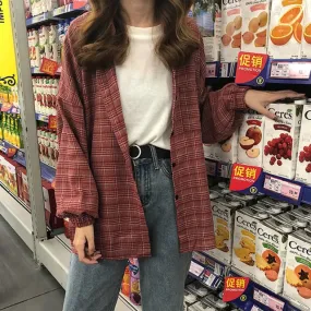 Vintage Plaid Long Sleeve Shirt