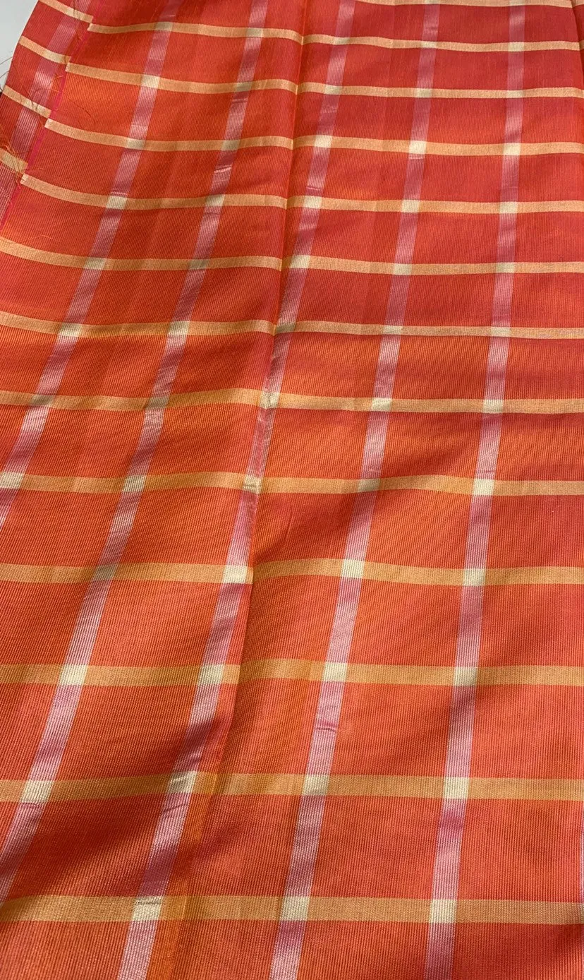 Viscose poly silk soft crepe check 44&quot; wide   Beautiful burnt orange colors sold by the yard