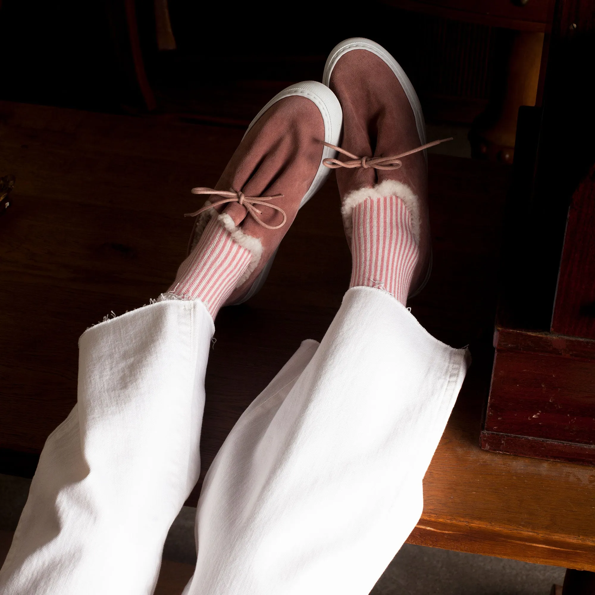 Women's Swoony Lines Socks - Pink & Ivory