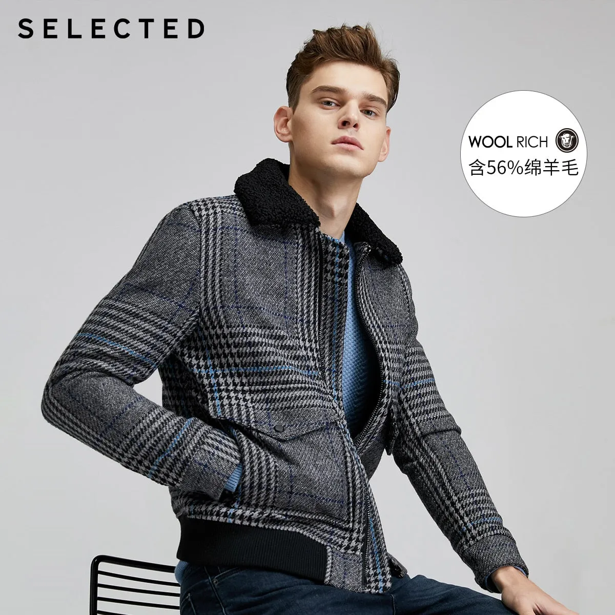 Woolen Contrast Plaid Jacket